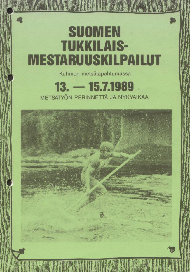SM tukkilaiskilpailut Kuhmon metsäsätapahtumassa 15 7 1989 kansi